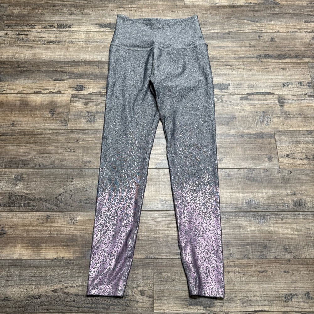 Beyond Yoga Gray Purple Shimmer Ombré Leggings Women's Size Mediums